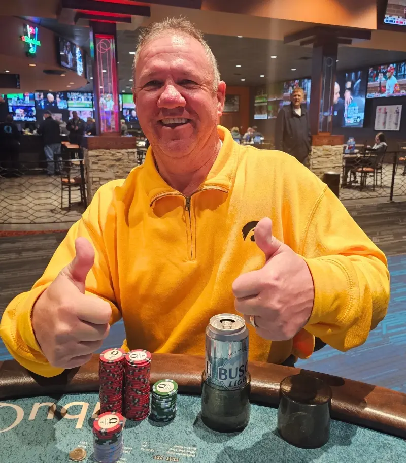 Photo of Roy W. winning $7,493 playing Straight Flush at the Q Casino